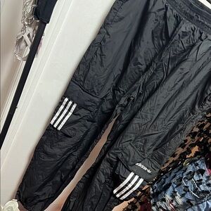 Adidas Black Joggers with Water-Resistant Finish and Elastic Cuffs